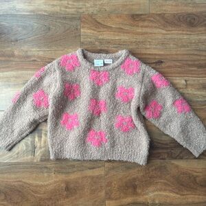 Zara Tan Knit Sweater with Pink Accents